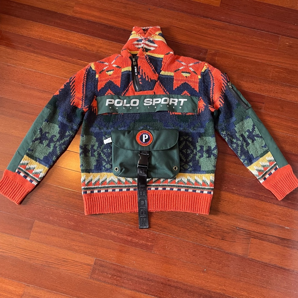 Polo Sport Ralph Lauren Limited Edition Sportsman Aztec Knit Pouch Sweater